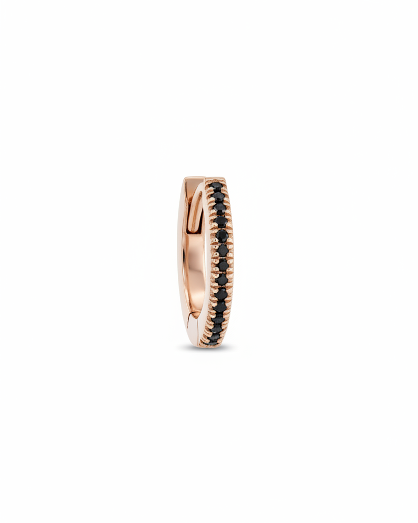 Khloé Medium Hoop Gold Earring with Black Diamonds