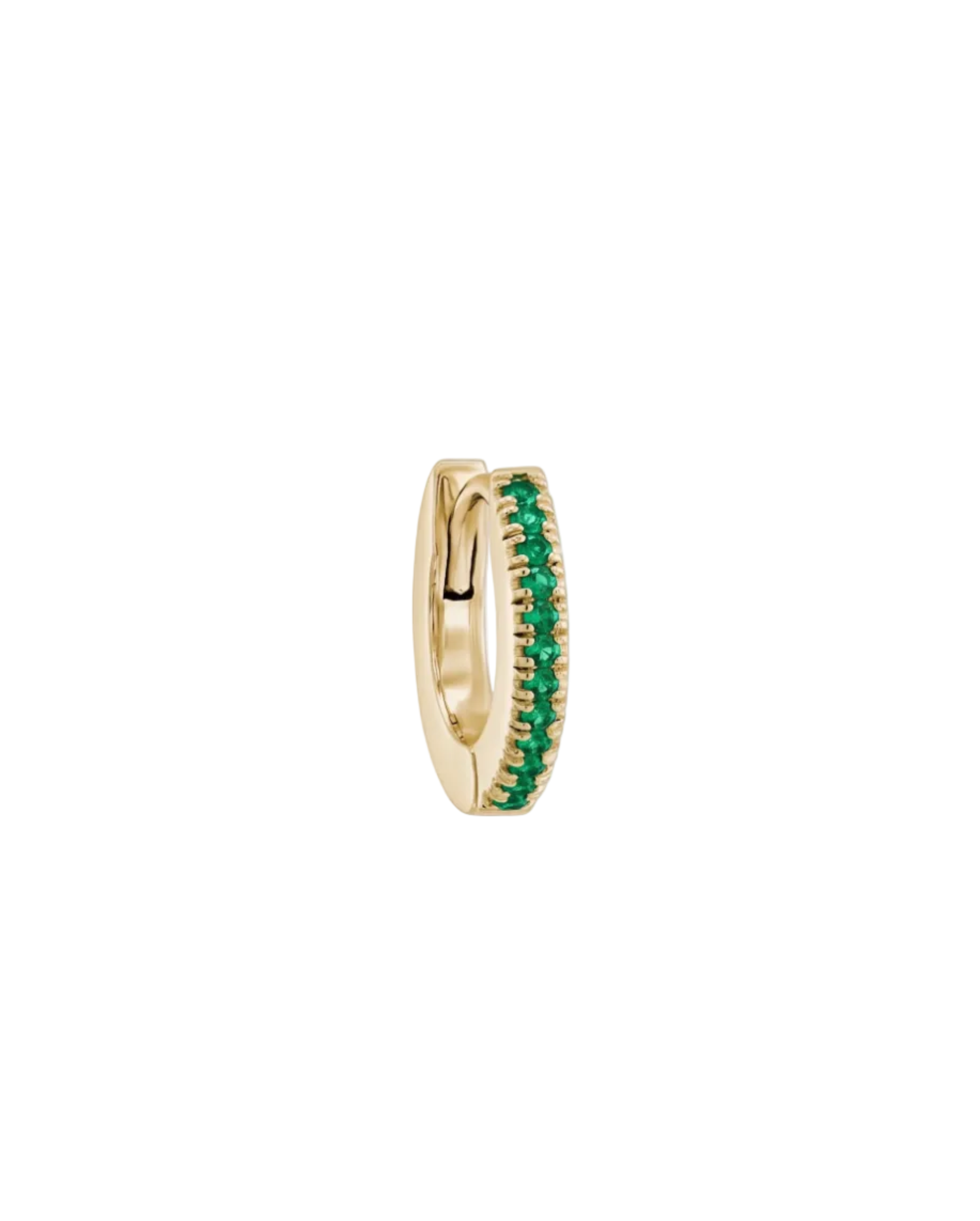 Khloé Medium Hoop Gold Earring with Emerlad