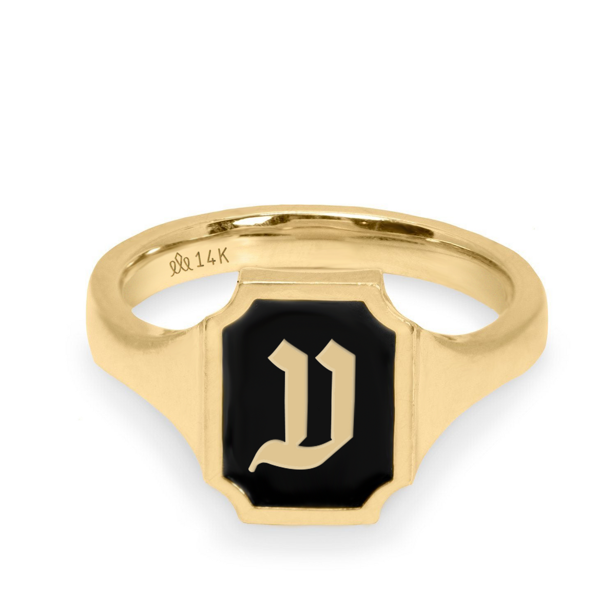 Tom Ring Signet Enamel Gold Ring - Hebrew letter