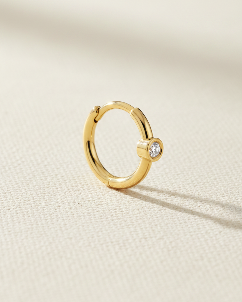 Alexis Medium Hoop Gold Earring Diamond