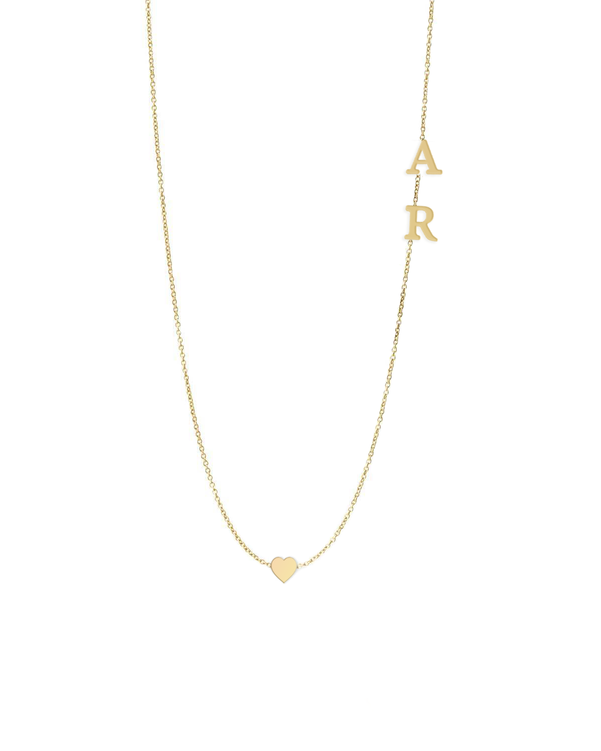 Heart Necklace With Two Floating English Letters Pendants