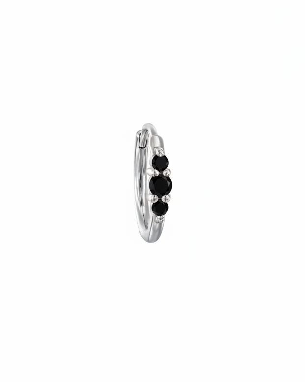 Audrey Hoop Earring with Black Diamonds