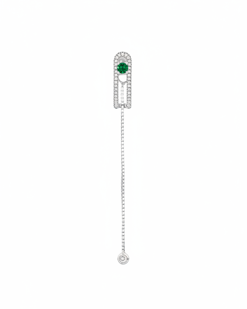 Earring 11 - Emerald & White Diamonds