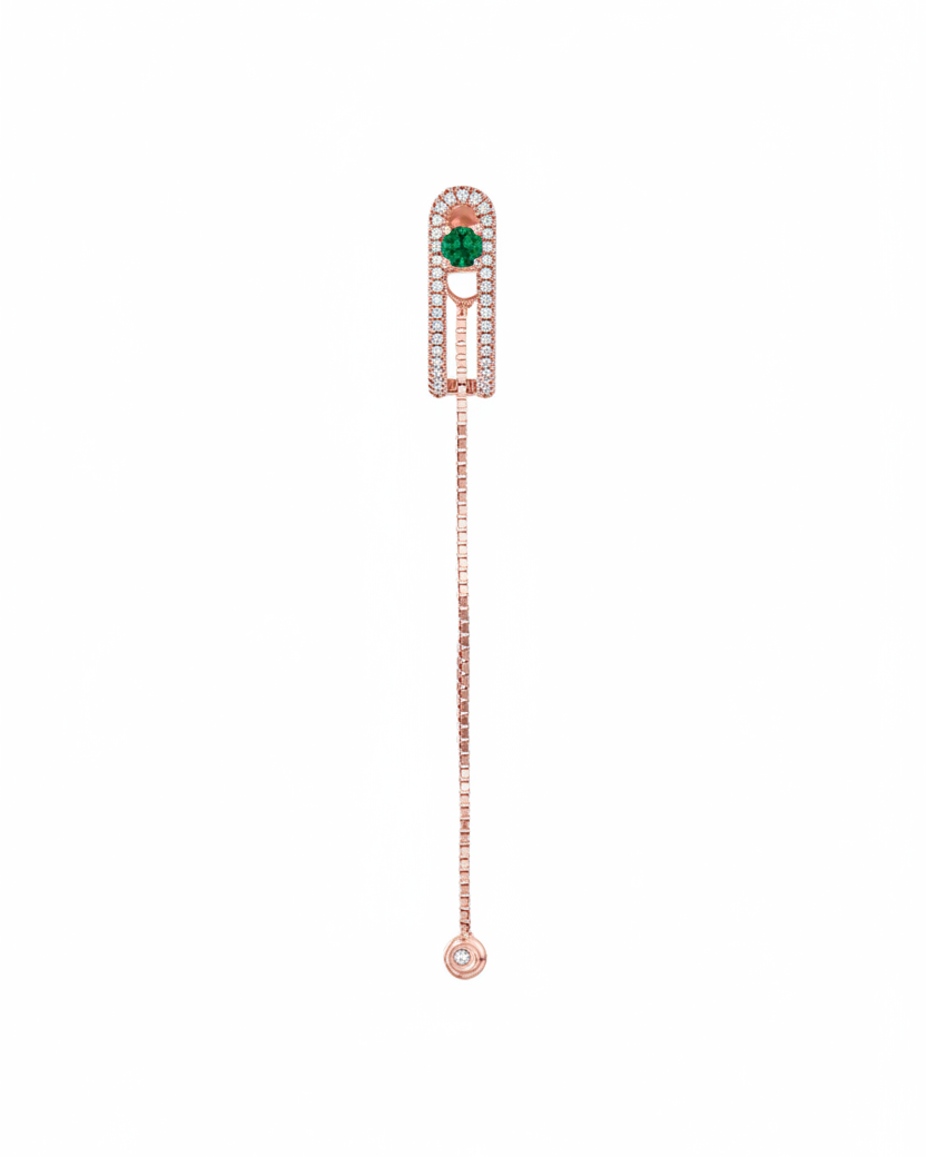 Earring 11 - Emerald & White Diamonds