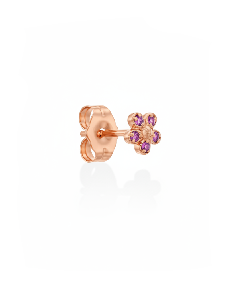 Flower Gold Earrings Pink Sapphire