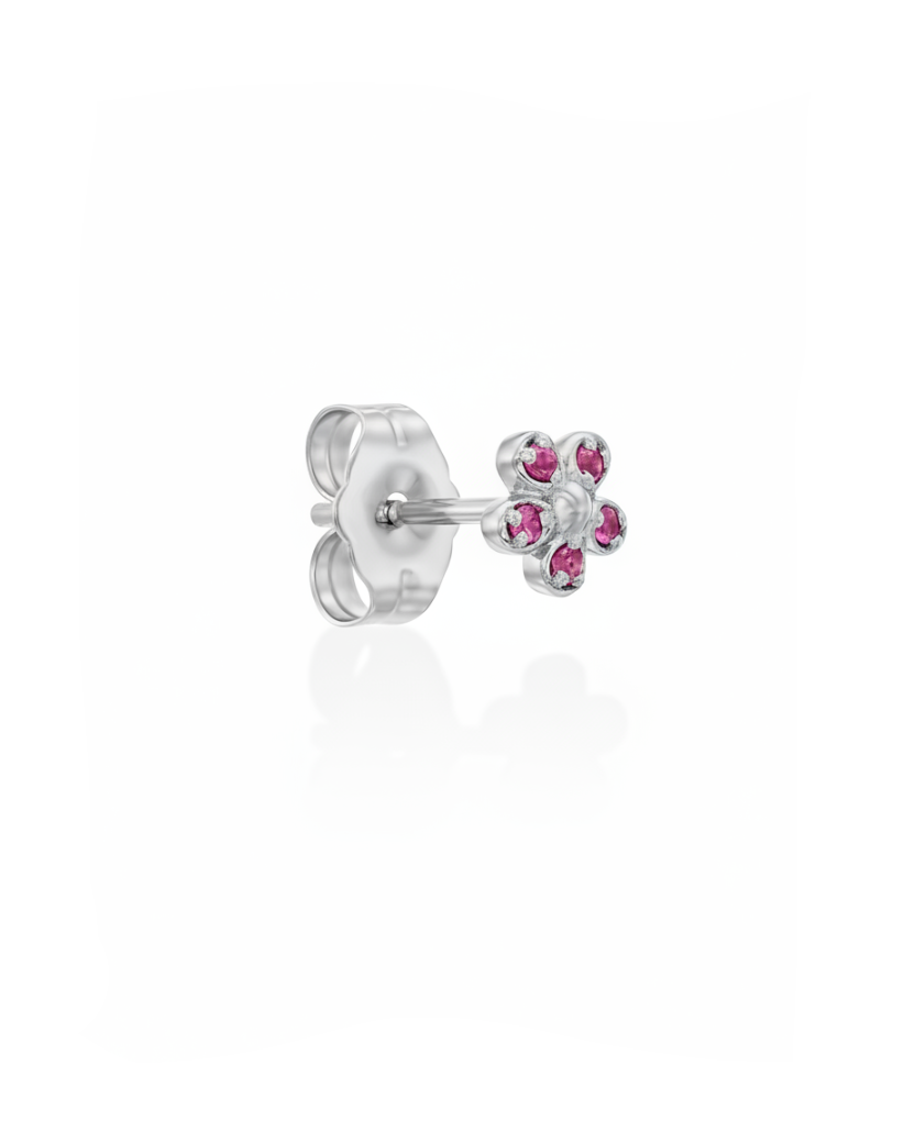 Flower Gold Earrings Pink Sapphire
