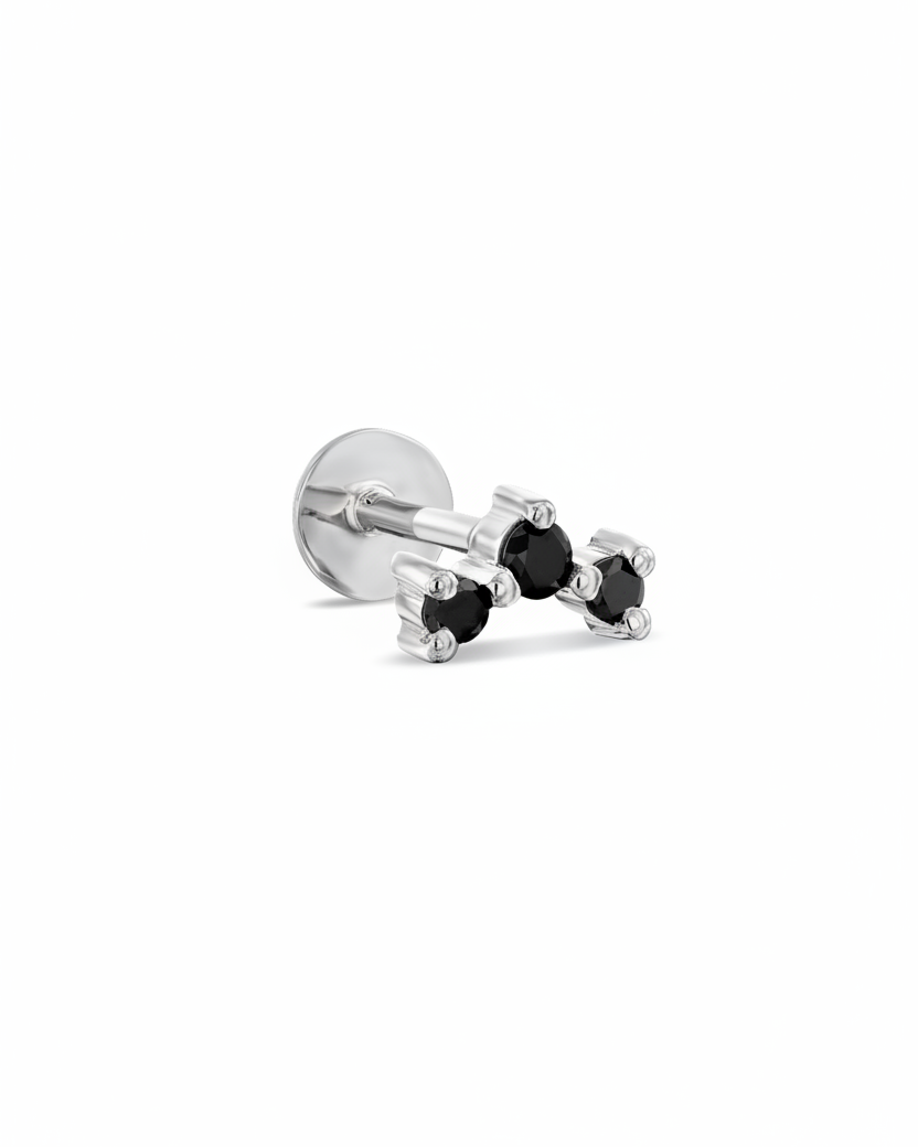 Frida Piercing Earring With Black Diamonds