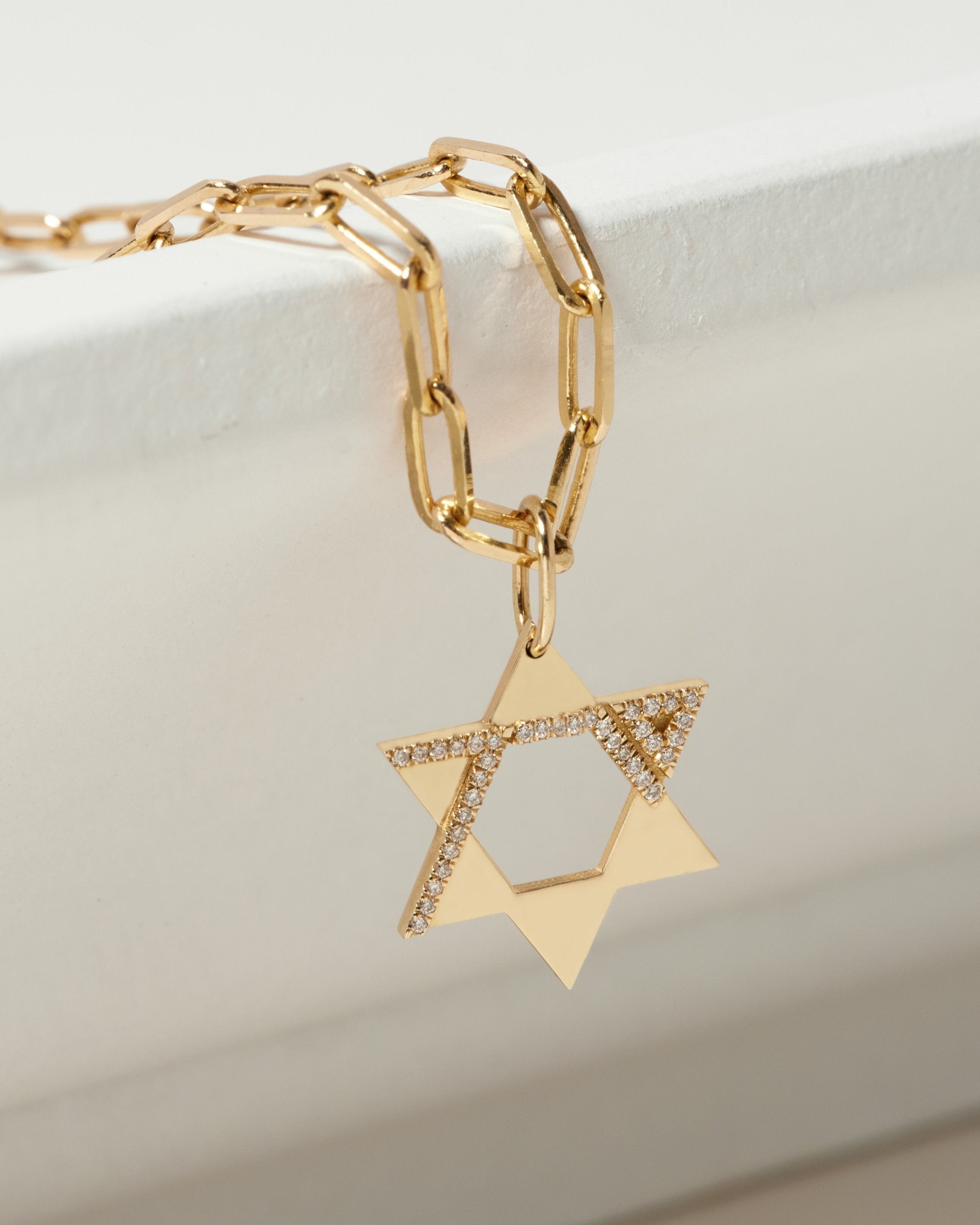 Heroism Star Of David Gold pendant With Diamonds (Hollow)