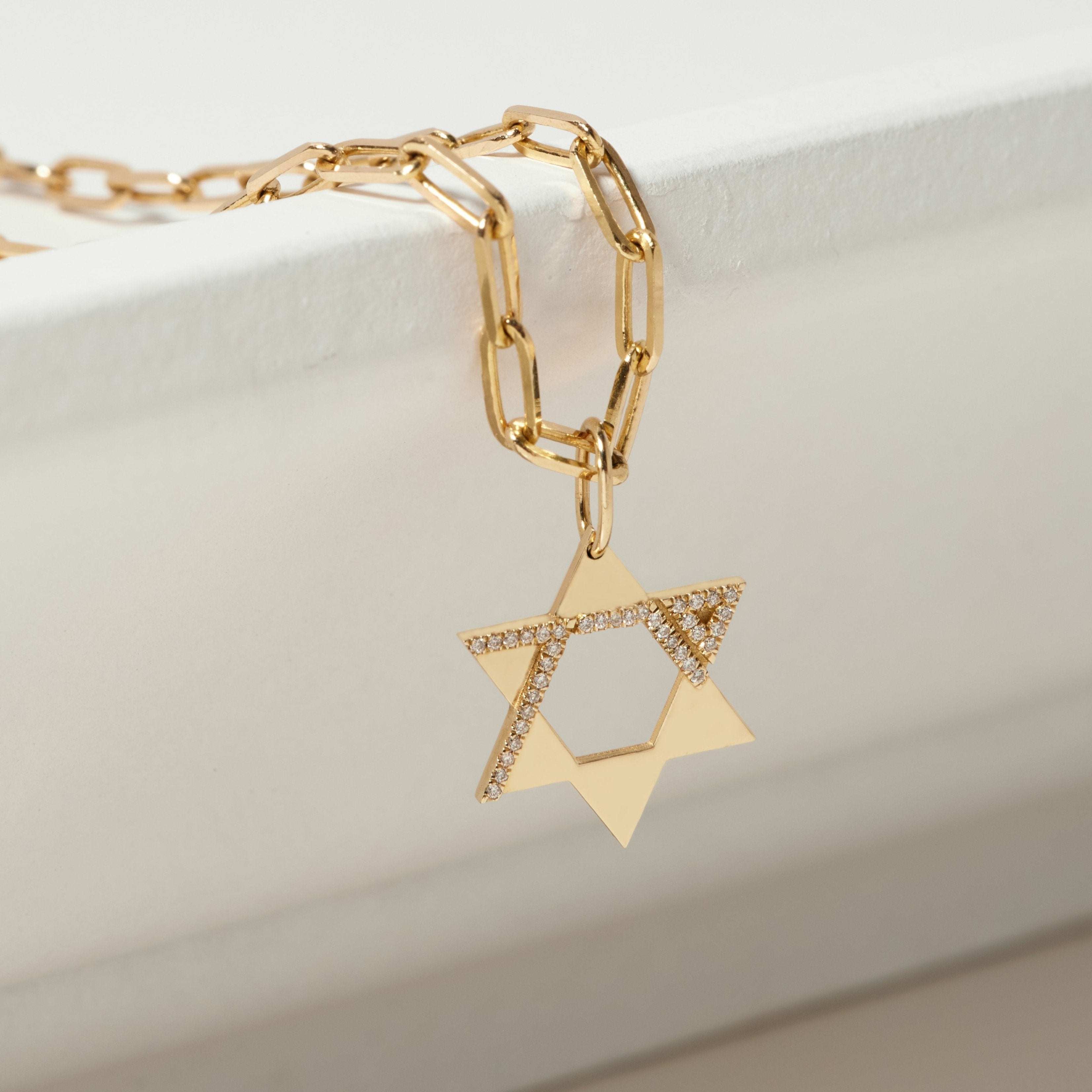 Heroism Star Of David Gold pendant With Diamonds (Hollow)