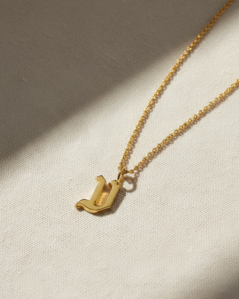 Letter Necklace Large Aleph-Bet Gold Pendant