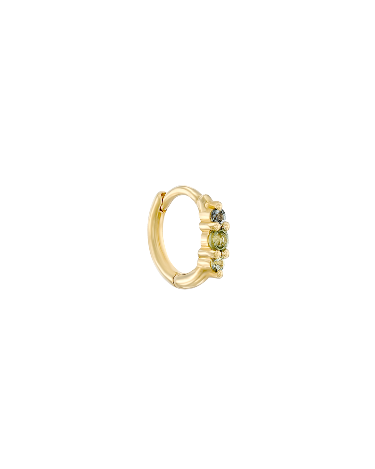 Audrey Mini Hoop Earring green rainbow sapphires