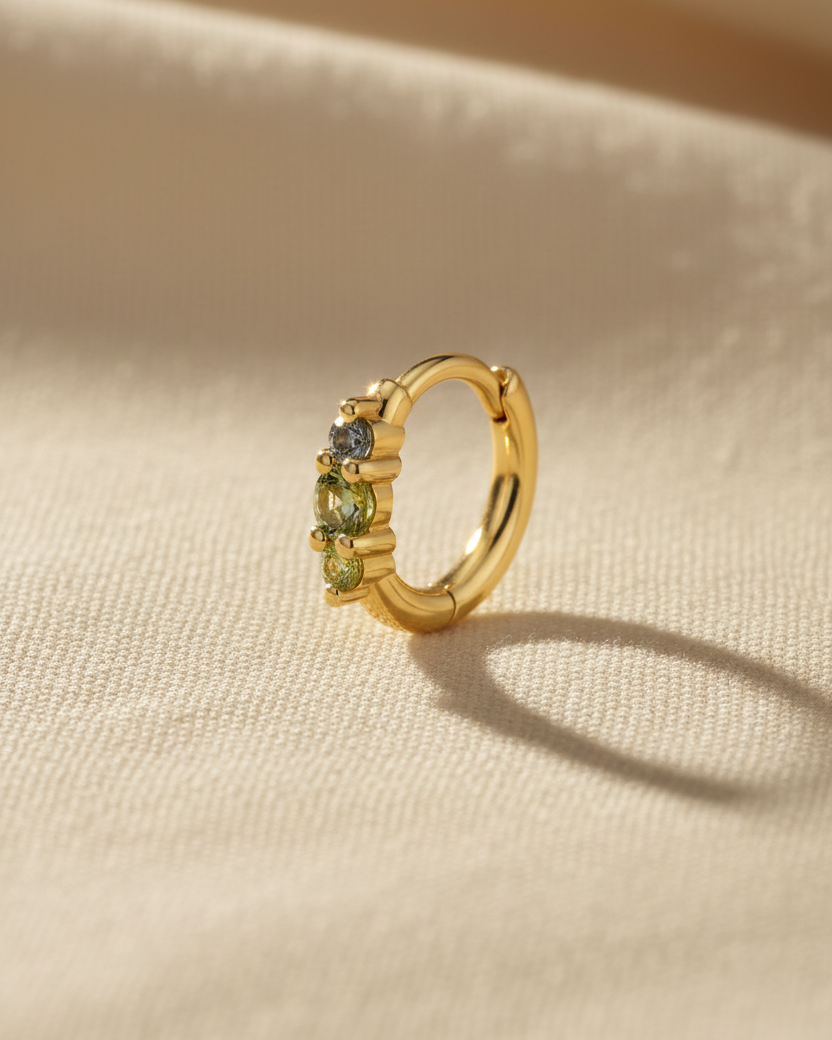 Audrey Mini Hoop Earring green rainbow sapphires