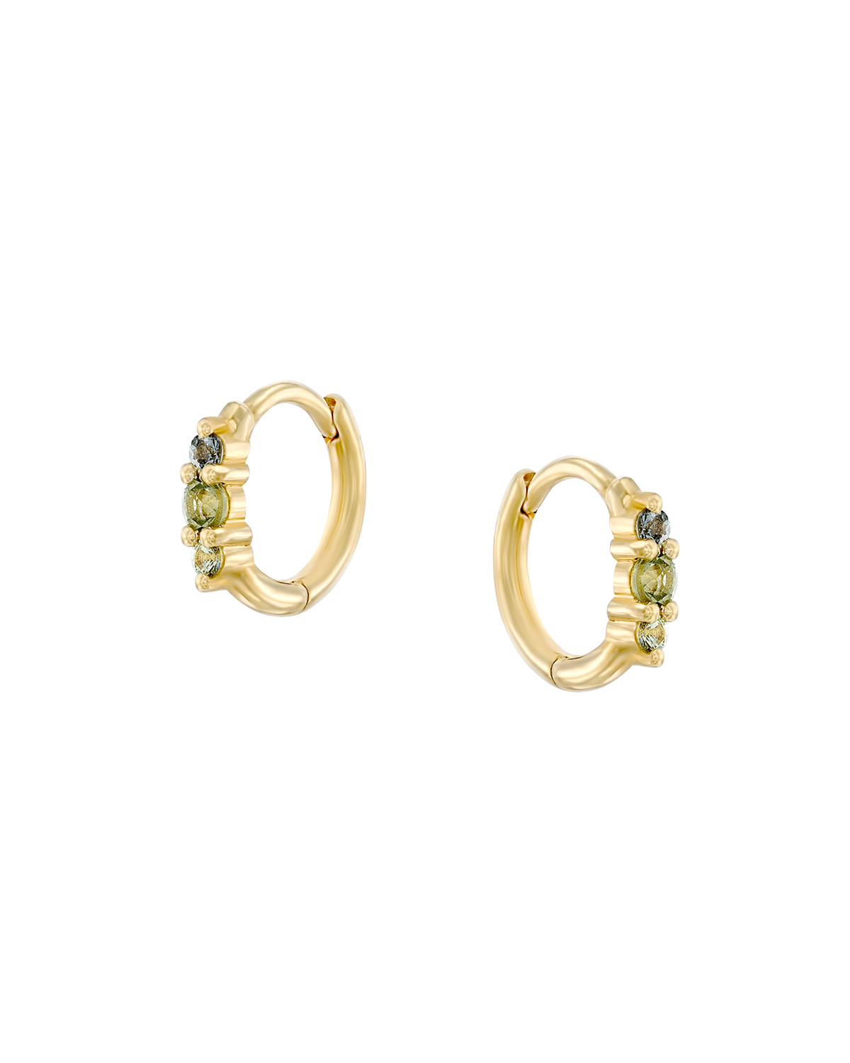 Audrey Mini Hoop Earring green rainbow sapphires