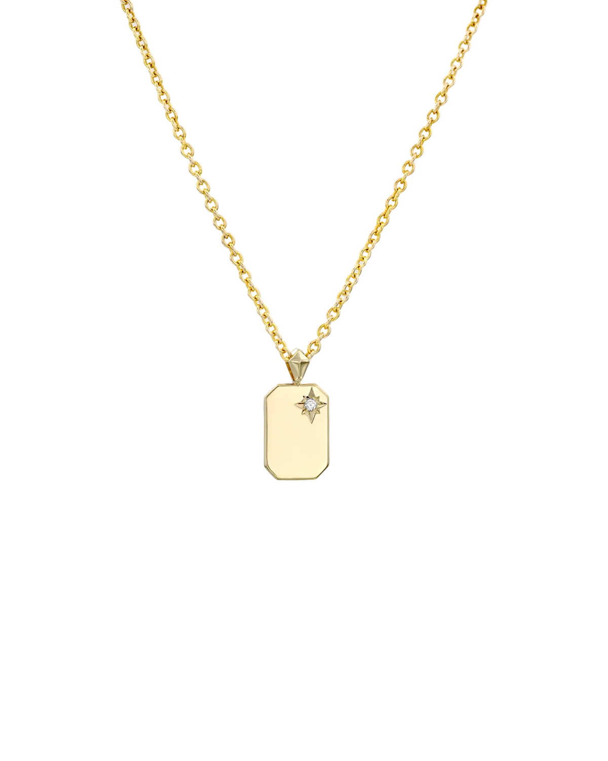 Small Tag Necklace with Diamond