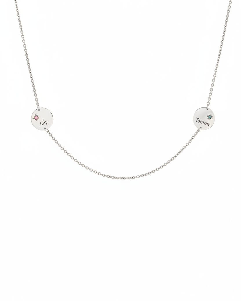 Two Chiara Gold Necklace with Star Setting & Engraving