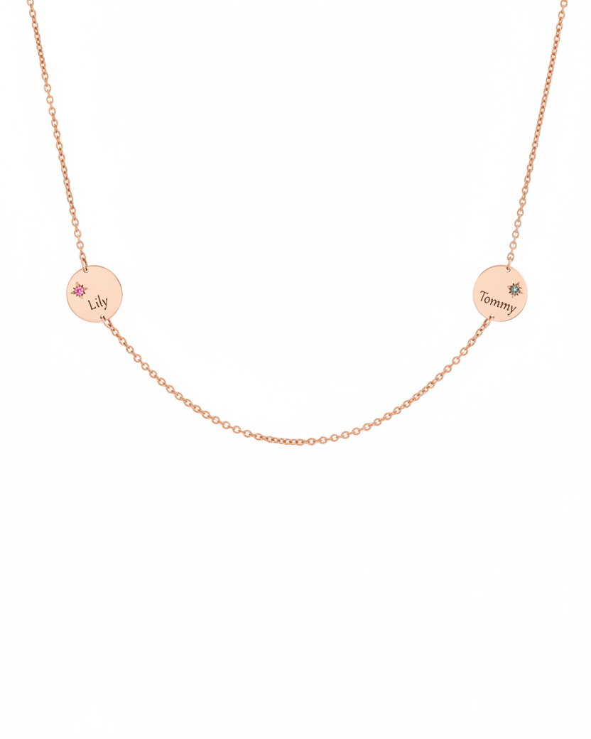 Two Chiara Gold Necklace with Star Setting & Engraving
