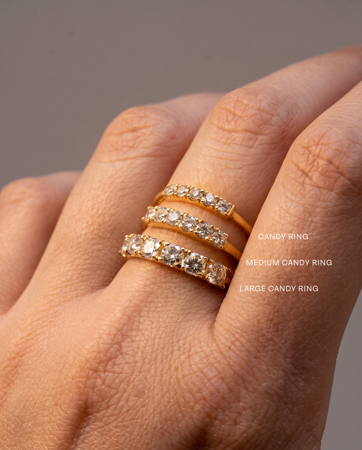Large Candy Gold Ring White Diamonds
