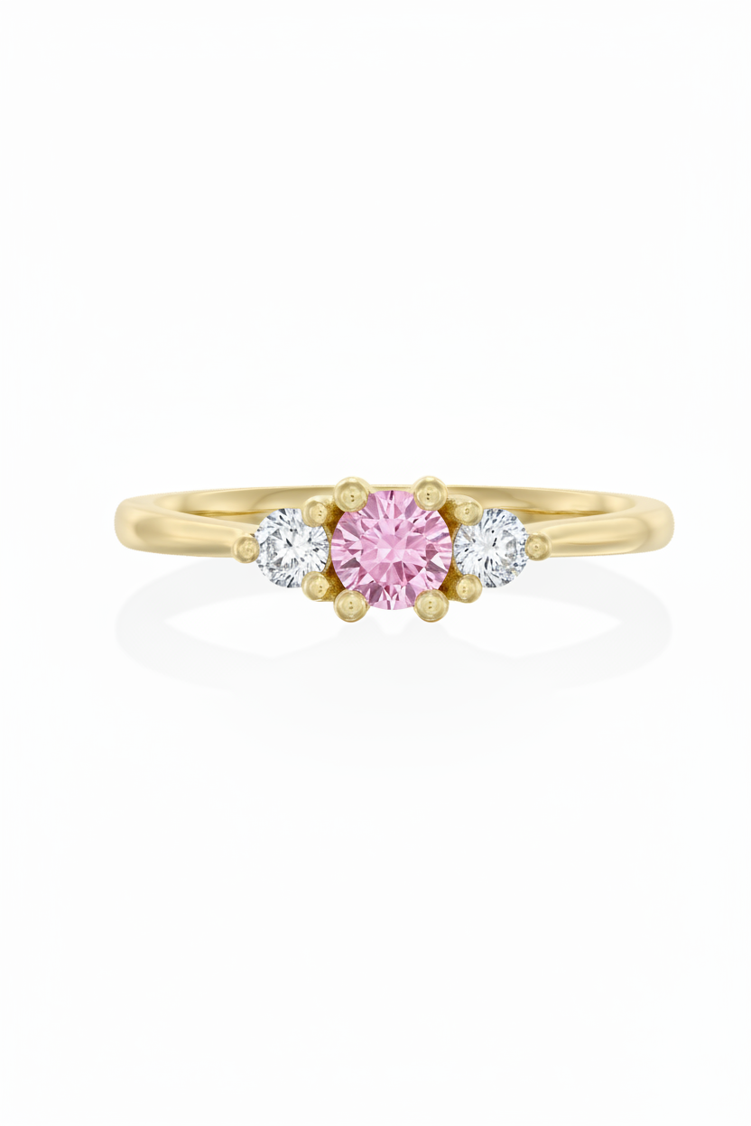Audrey Gold Ring 3.5mm pink sapphire & diamonds