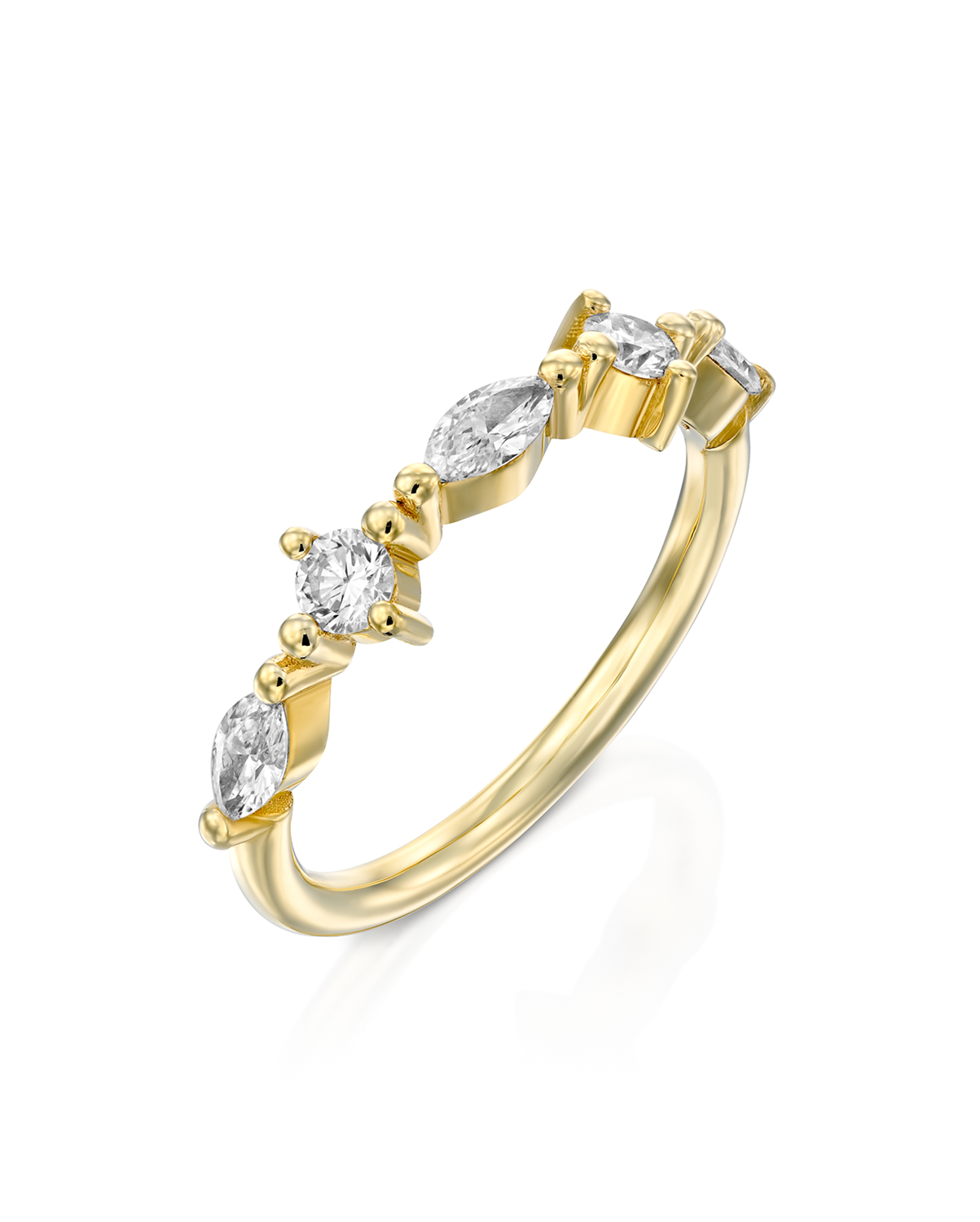Lir Gold Ring with White Diamonds