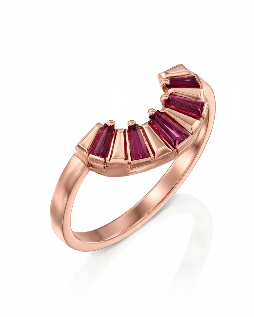 Arch Gold Ring With Ruby