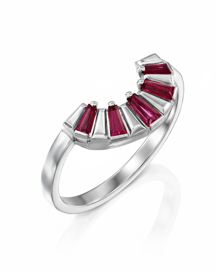 Arch Gold Ring With Ruby