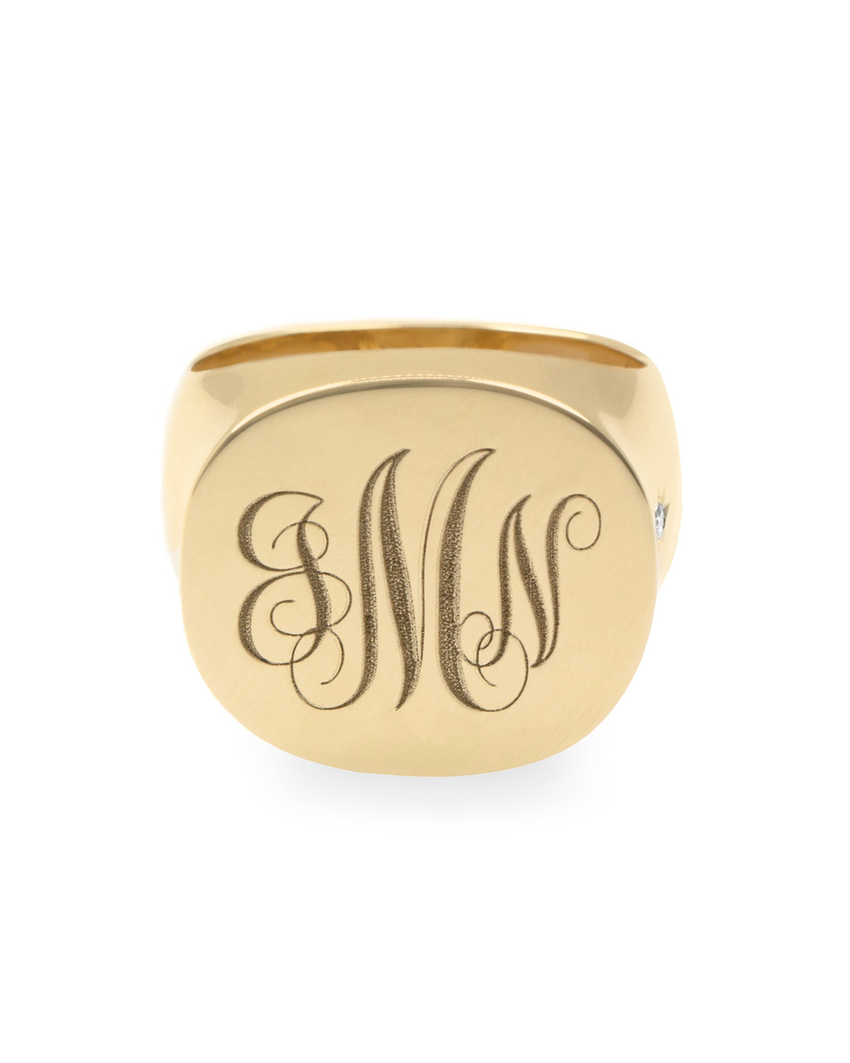 Mila Gold Ring Star Side Setting and Engraving