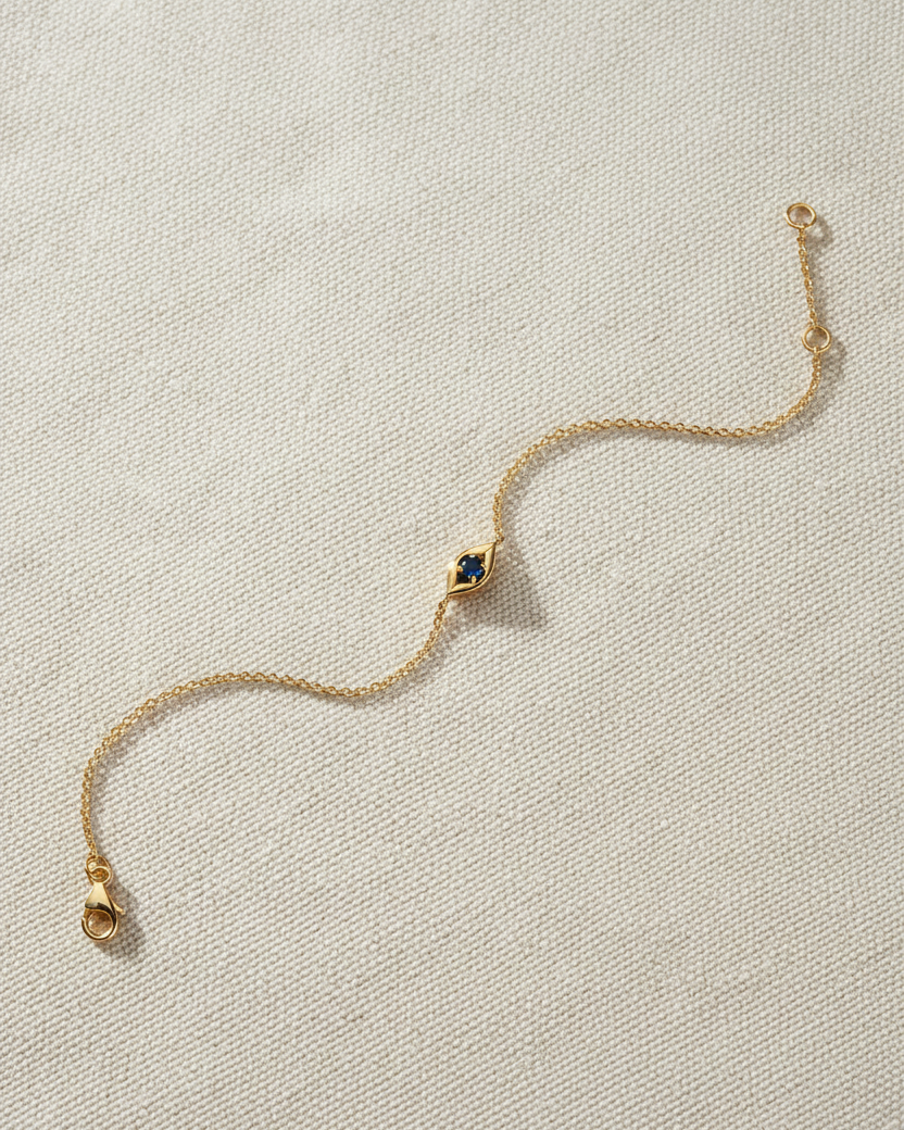 Evil Eye Gold Bracelet Sapphire