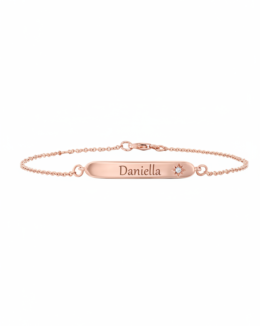 Florence Gold Bracelet With Star setting + Engraved