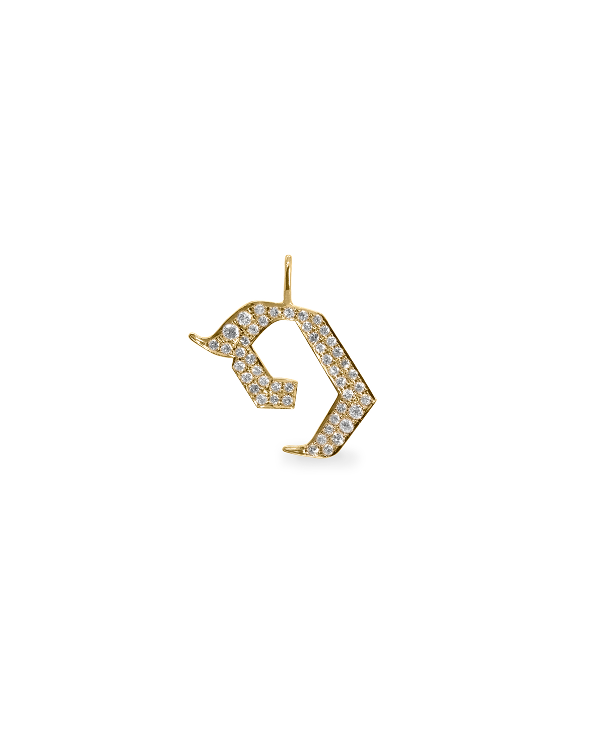 Letter Pendant - Large Aleph-Bet Encrusted Pendant With White Diamonds
