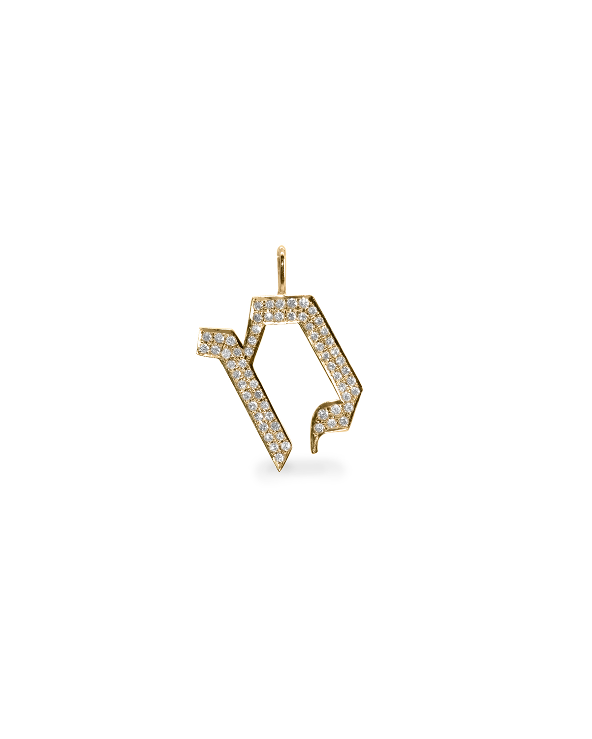 Letter Pendant - Large Aleph-Bet Encrusted Pendant With White Diamonds