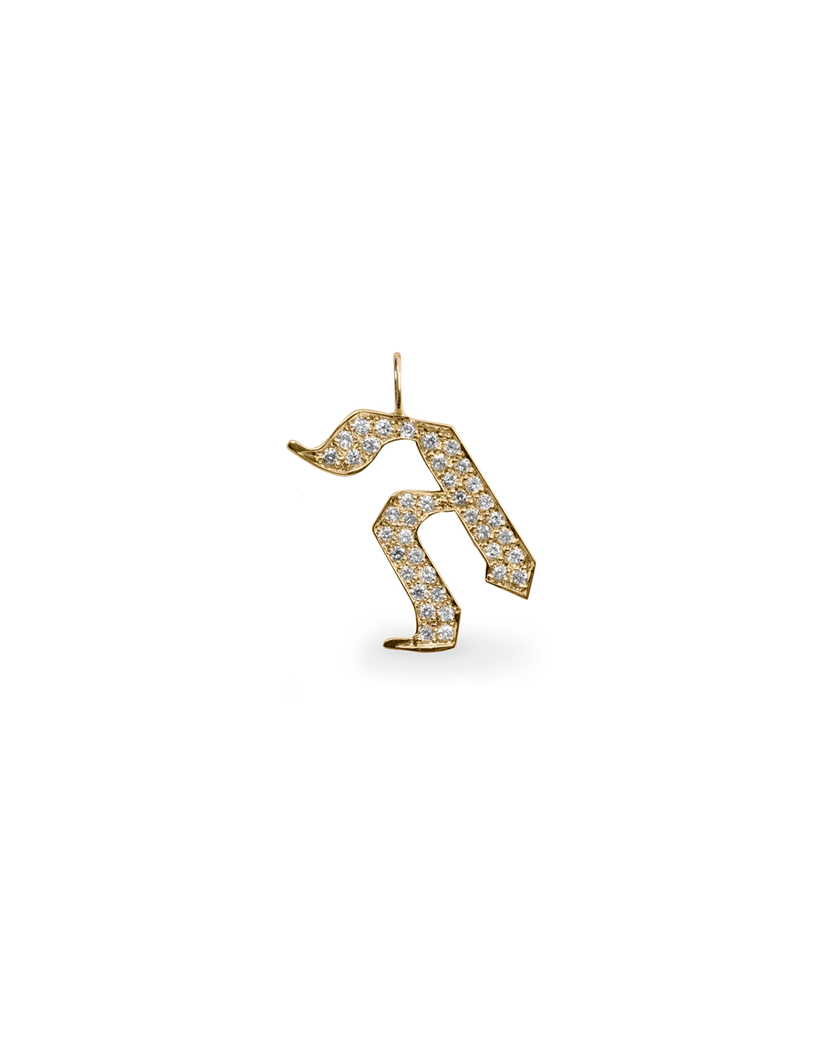 Letter Pendant - Large Aleph-Bet Encrusted Pendant With White Diamonds