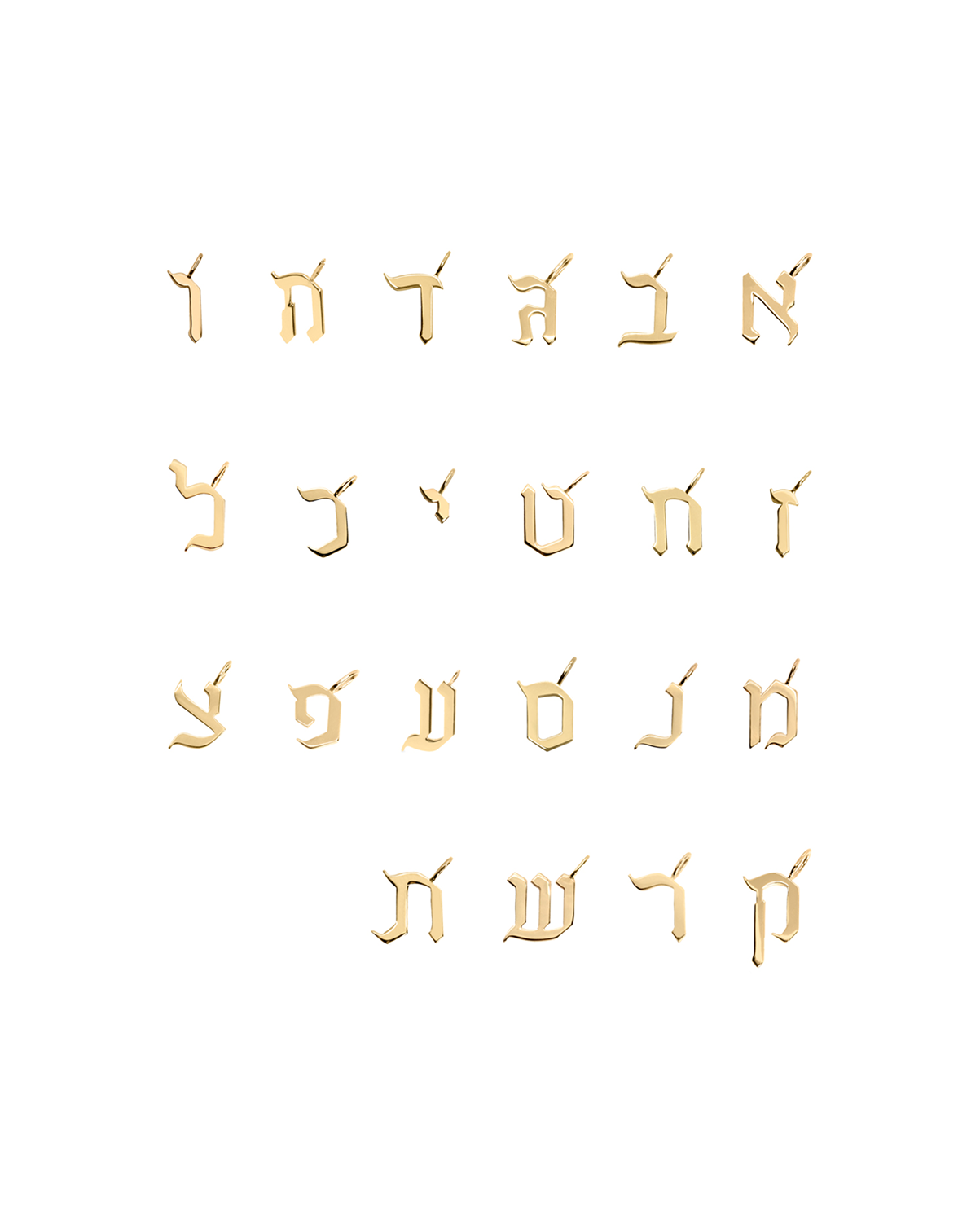 Letter pendant - Small Aleph-Bet Gold Pendant