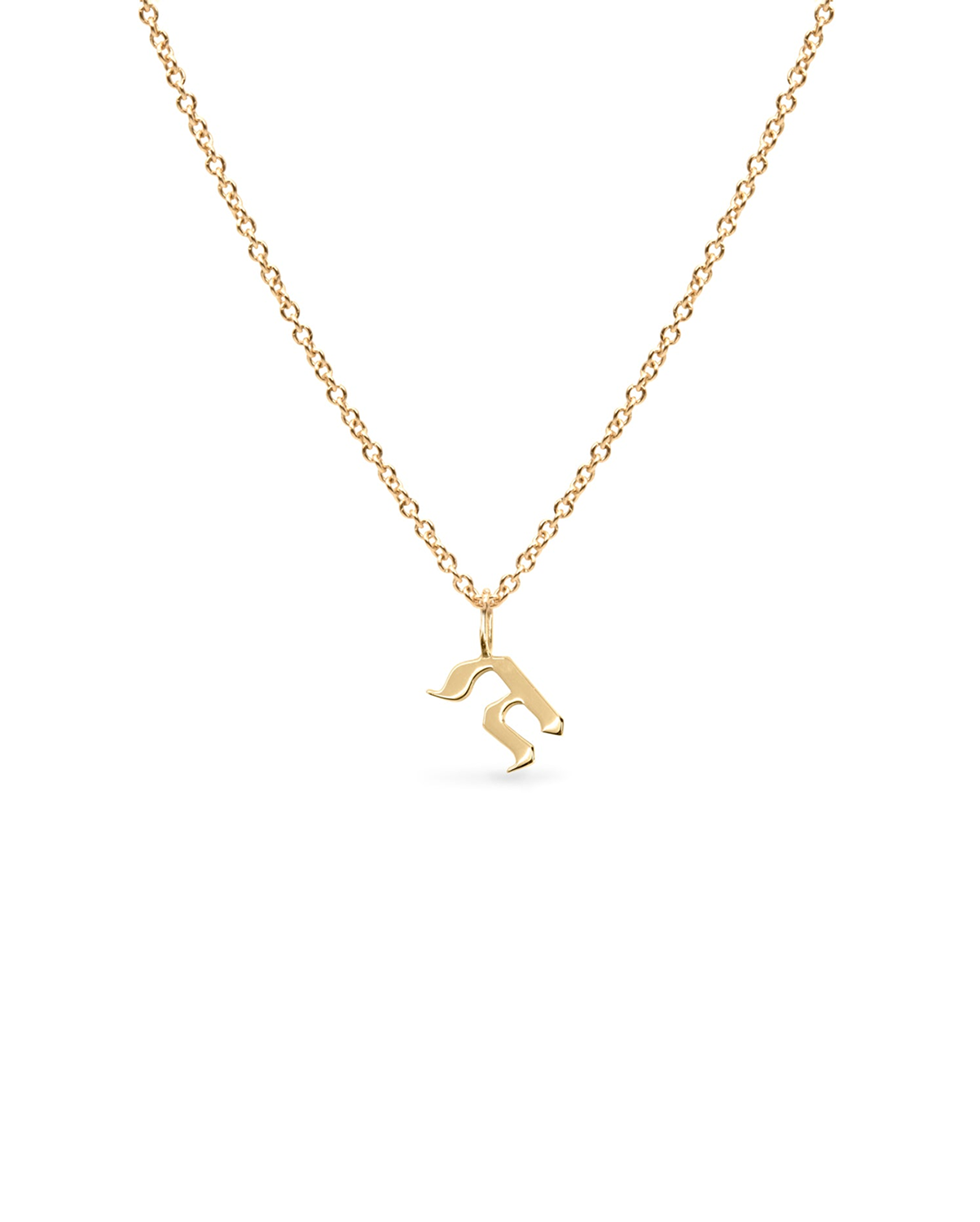 Letter Necklace - Small Aleph-Bet Gold Pendant