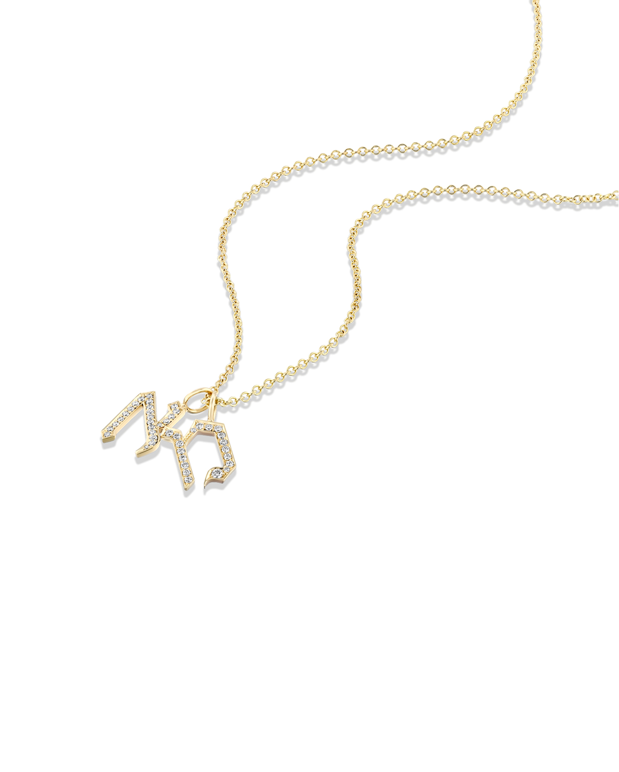 Letter Necklace - two Small Aleph-Bet Encrusted Pendants