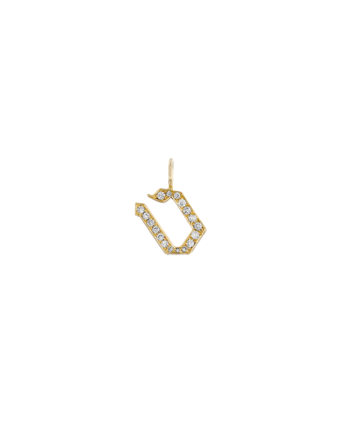 Letter Pendant Small Aleph-Bet Encrusted Pendant White Diamonds