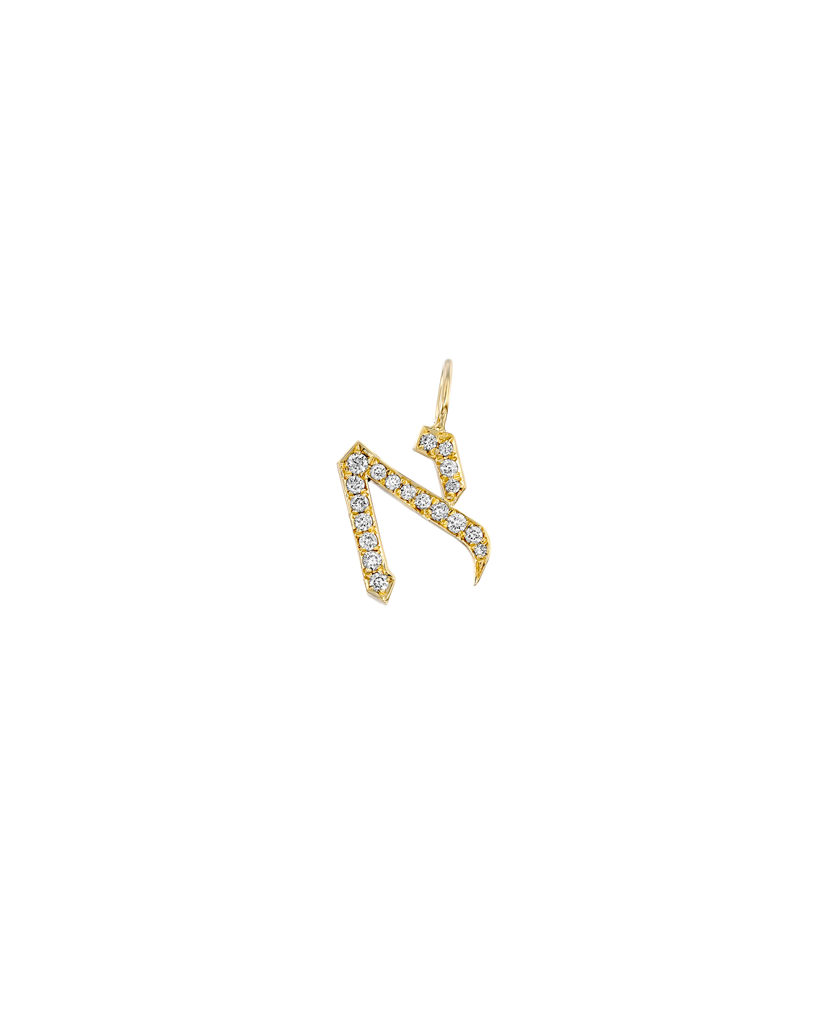 Letter Necklace - Small Aleph-Bet Encrusted Pendant