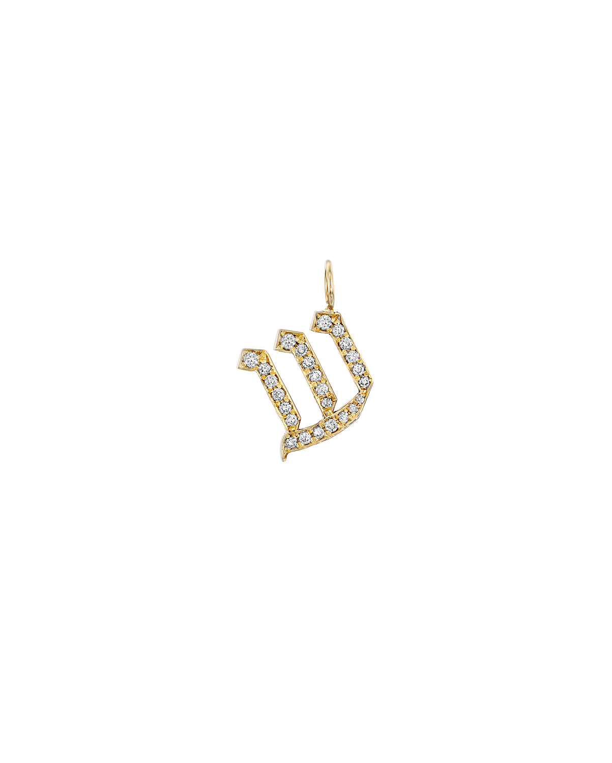 Letter Pendant Small Aleph-Bet Encrusted Pendant White Diamonds