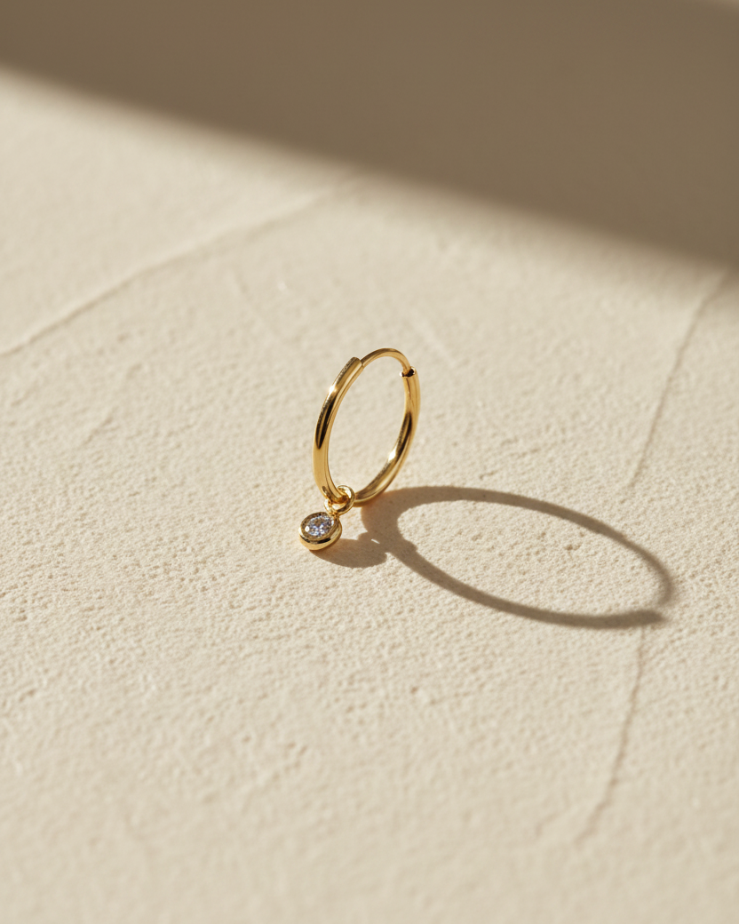 Alex Hoop Gold Earring with White Diamond