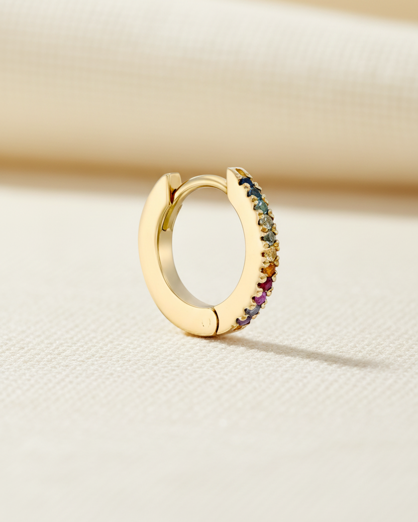 Khloé Medium Hoop Gold Earring rainbow