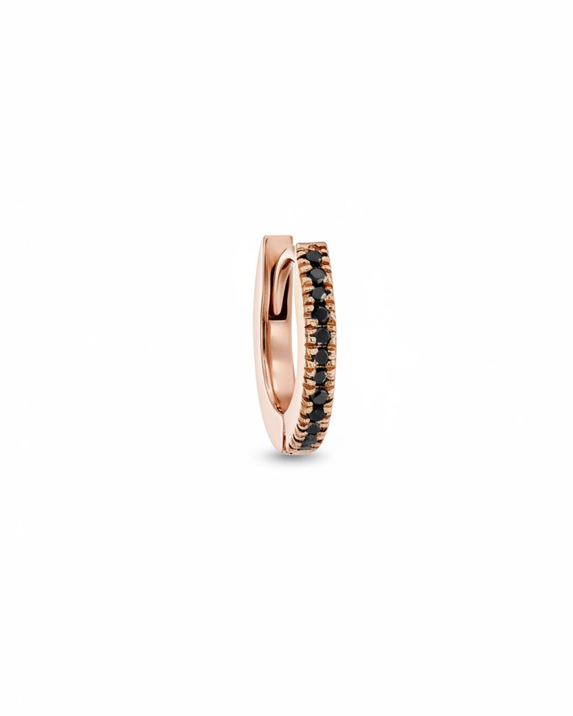 Khloé Small Hoop Gold Earring with Black Diamonds