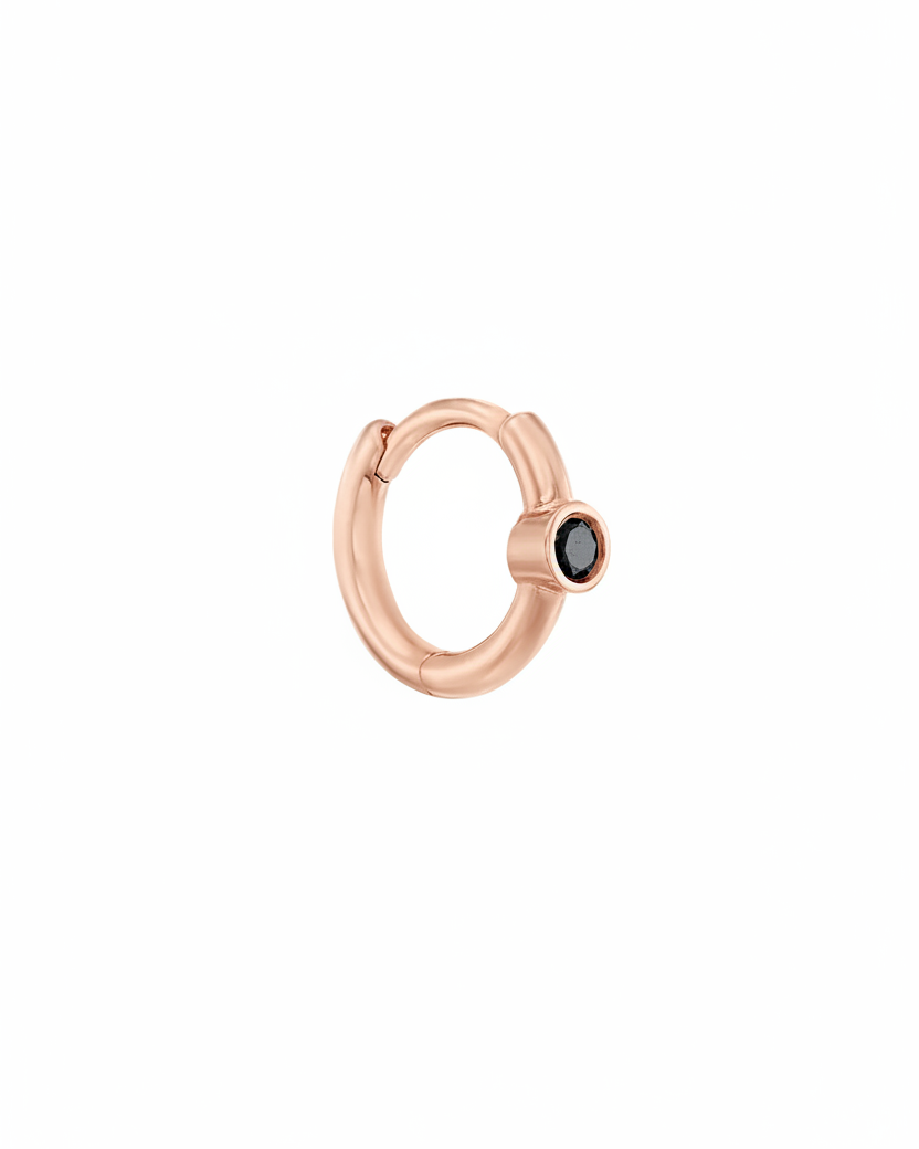 Alexis mini Hoop Gold Earring with Black Diamond