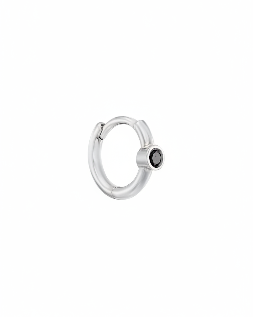 Alexis mini Hoop Gold Earring with Black Diamond