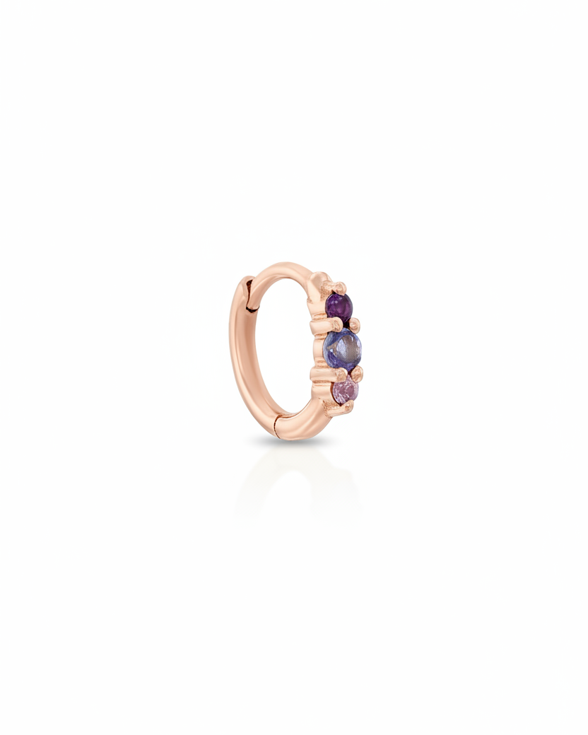 Audrey Mini Hoop Earring with purple stones