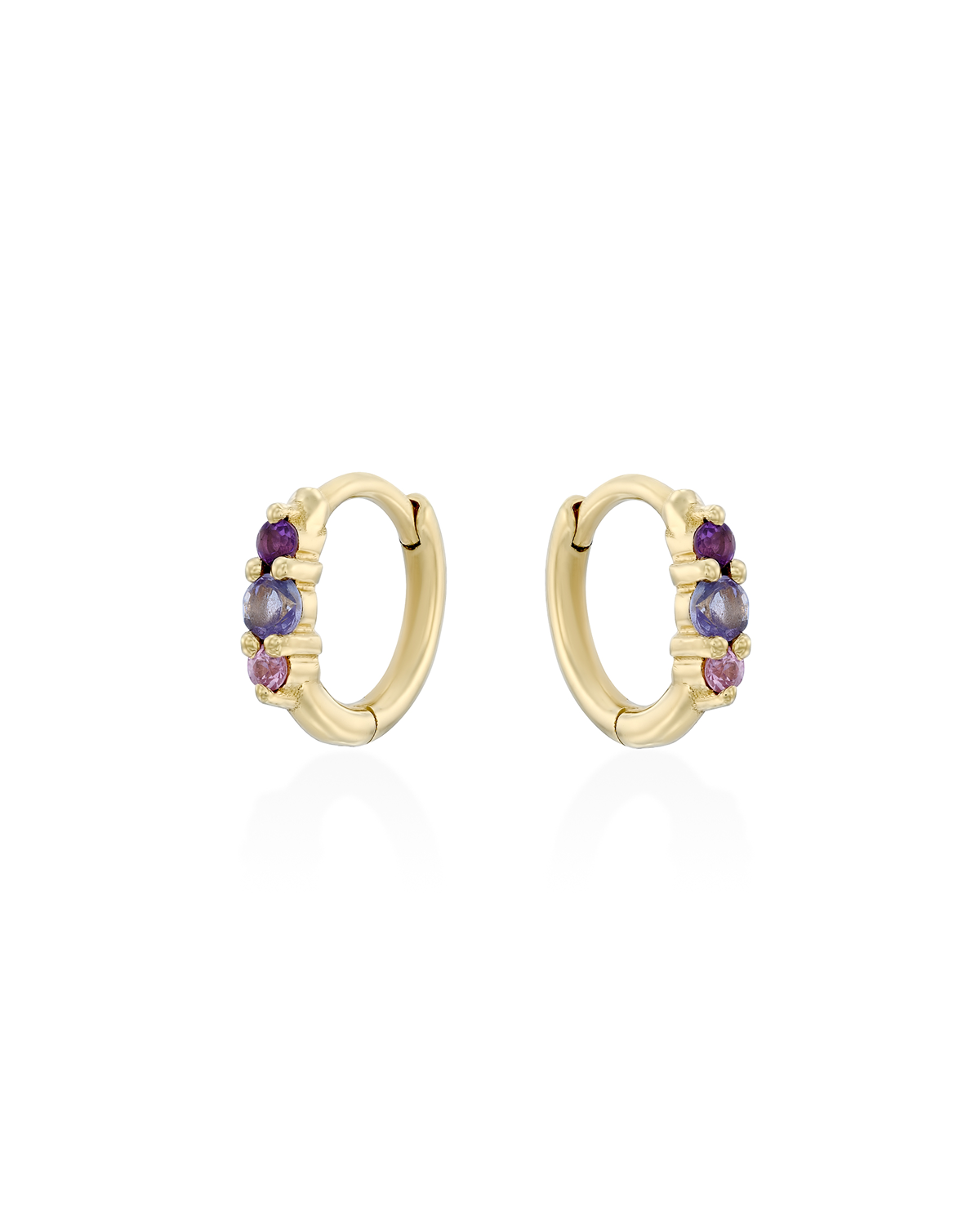Audrey Mini Hoop Earring with purple stones