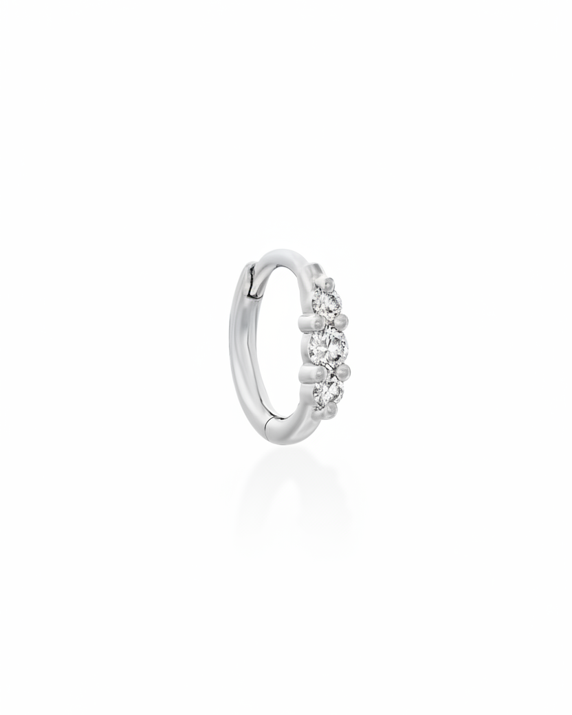 Audrey Mini Hoop Earring with White Diamonds