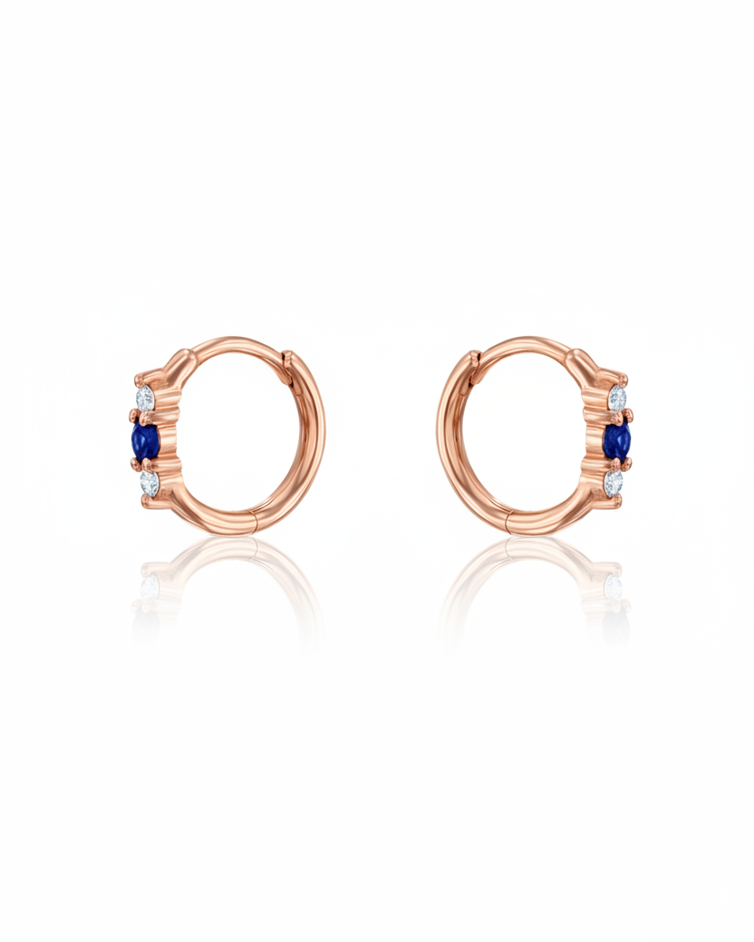 Audrey Mini Hoop With Sapphire And White Diamonds