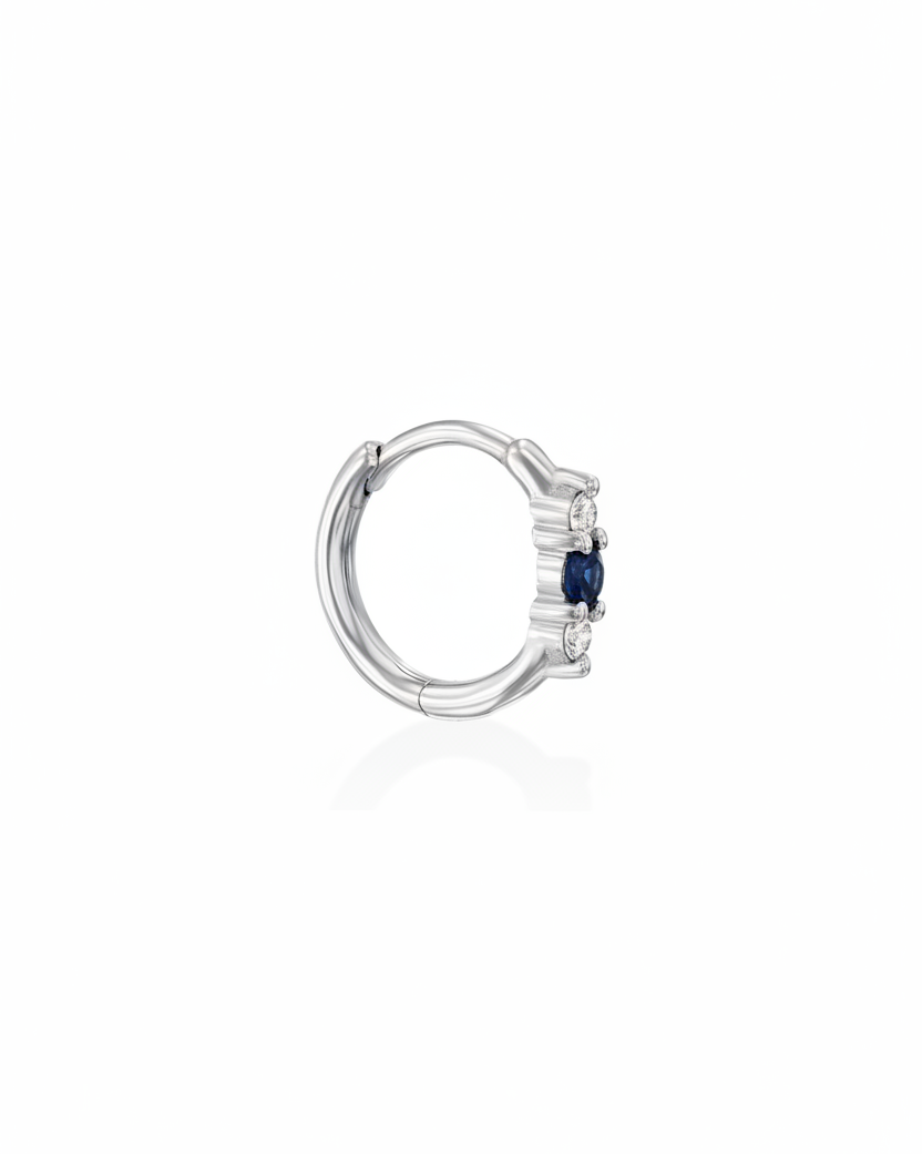 Audrey small Hoop With White Diamonds & Sapphire
