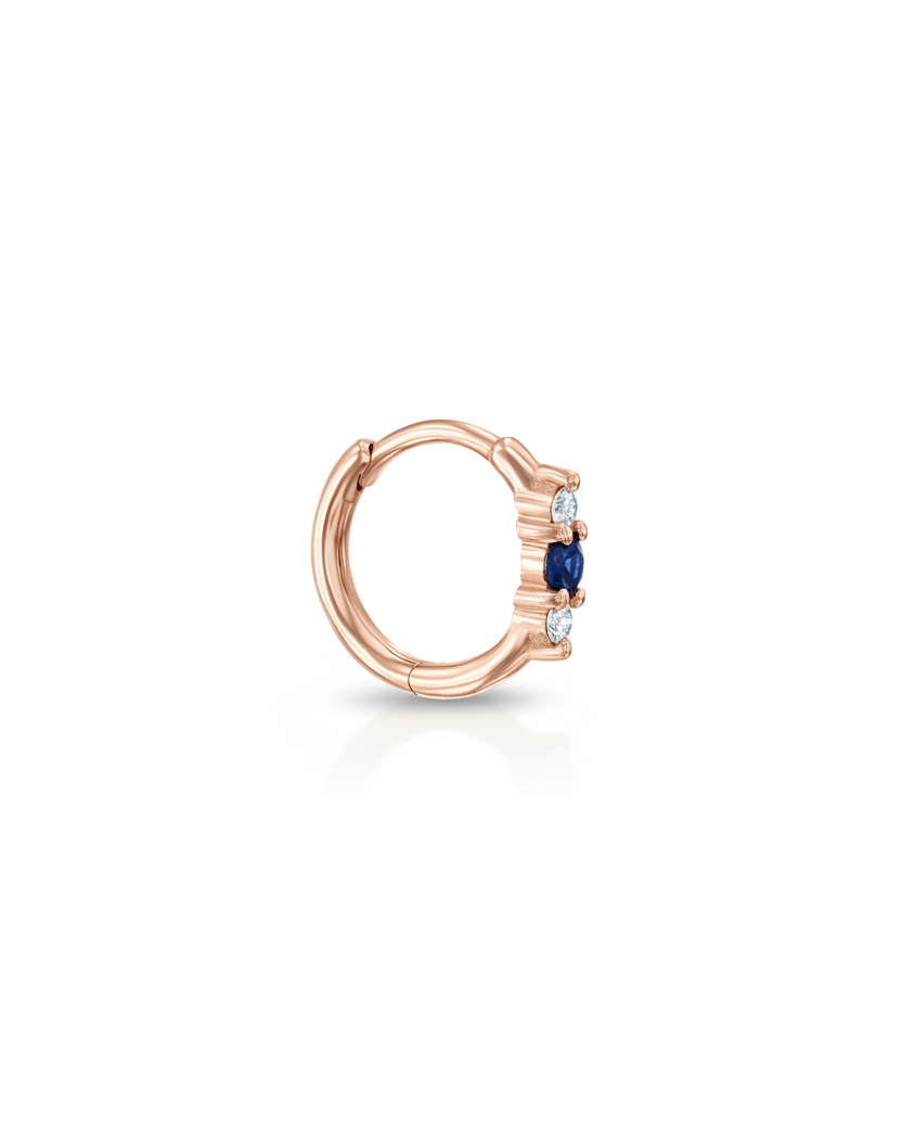 Audrey small Hoop With White Diamonds & Sapphire