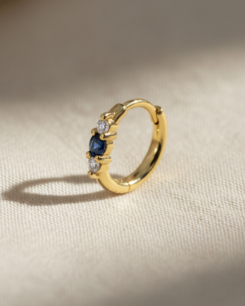 Audrey small Hoop With White Diamonds & Sapphire