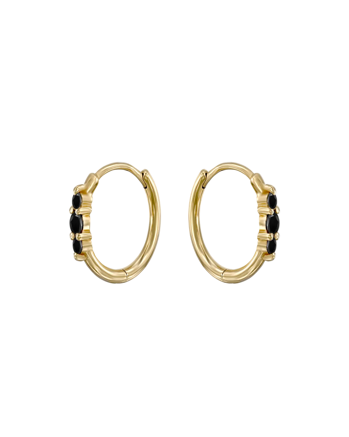 Audrey Hoop Earring with Black Diamonds